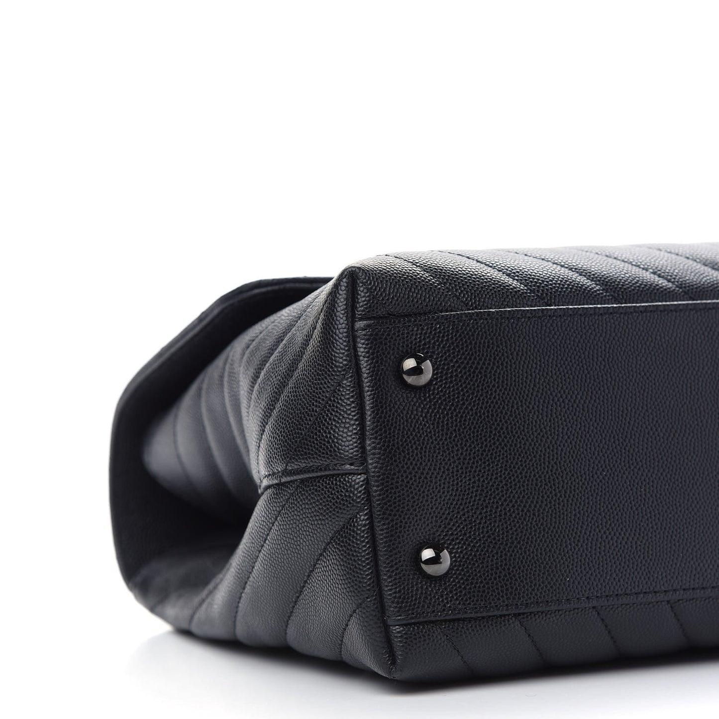 Caviar Chevron Quilted Medium Coco Handle Flap So Black