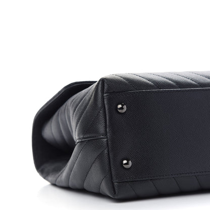 Chanel Caviar Chevron Quilted Medium Coco Handle Flap So Black 7 of 8