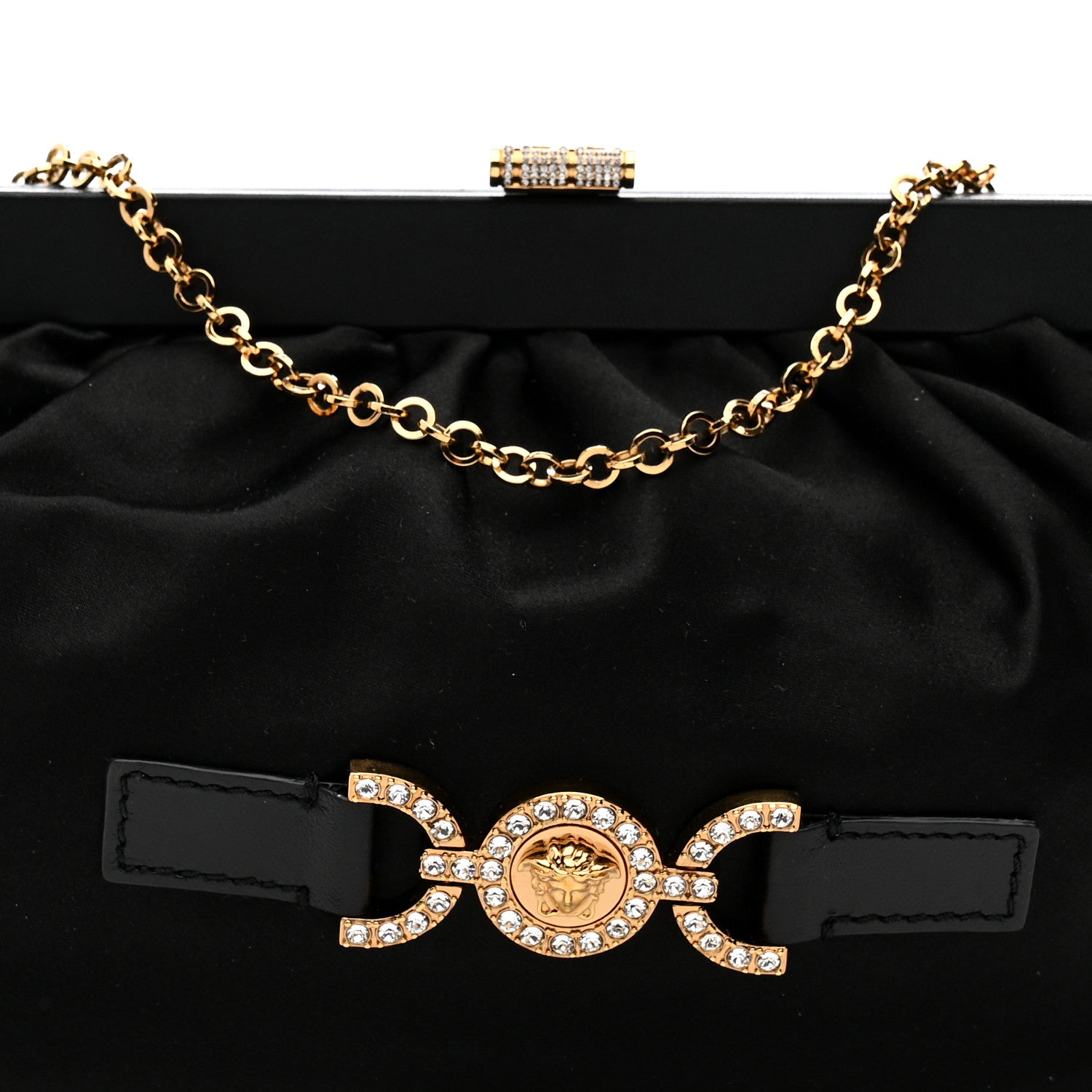 Versace Satin Crystal Medusa 95 Plaque Clutch Black 12 of 19