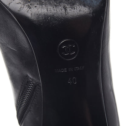 Chanel Calfskin CC Silver Cap Toe Ankle Boots 40 Black 8 of 16