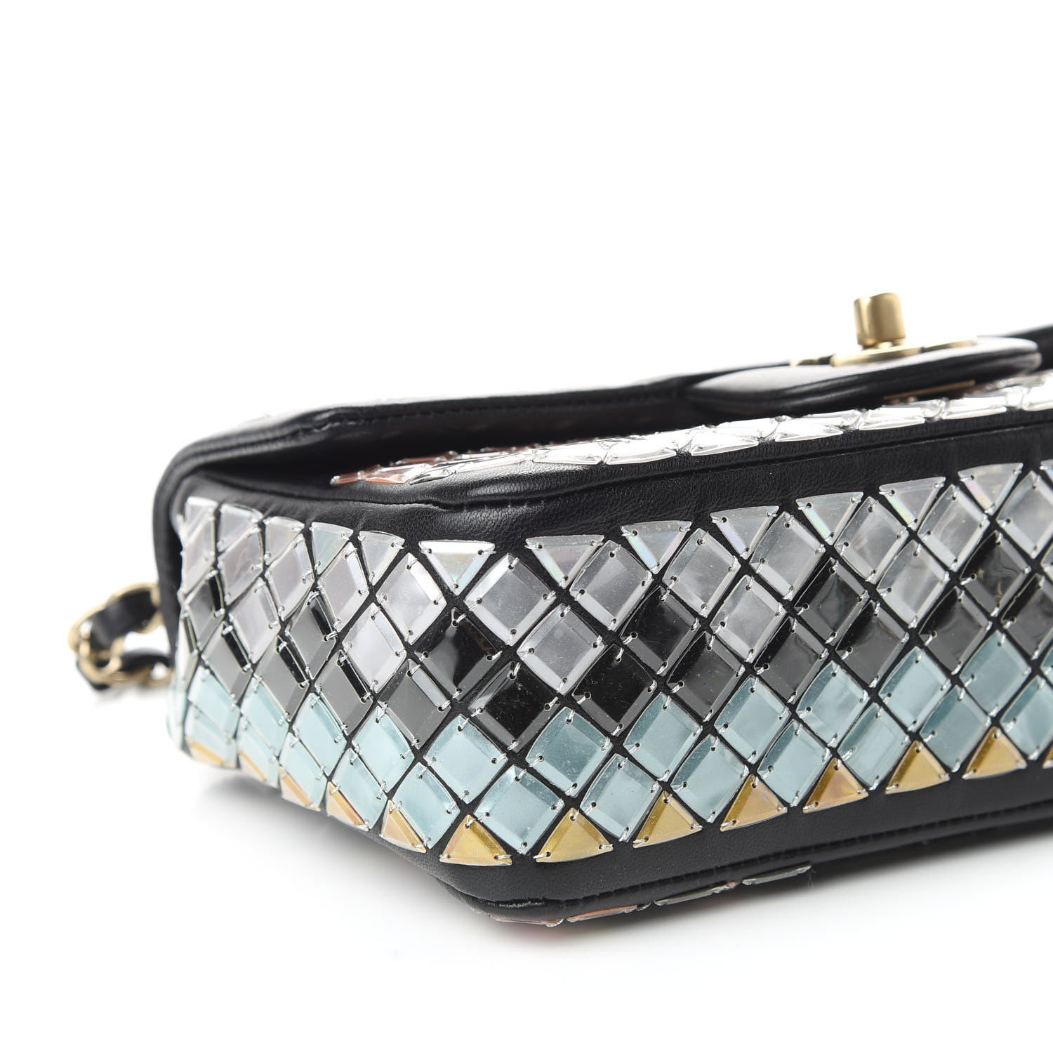 Chanel Lambskin Mosaic Small Flap Black Gold Light Blue 5 of 9