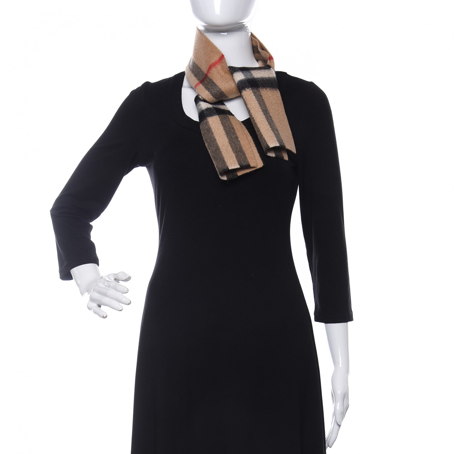 Burberry Cashmere Giant Check Scarf Camel 2 of 4