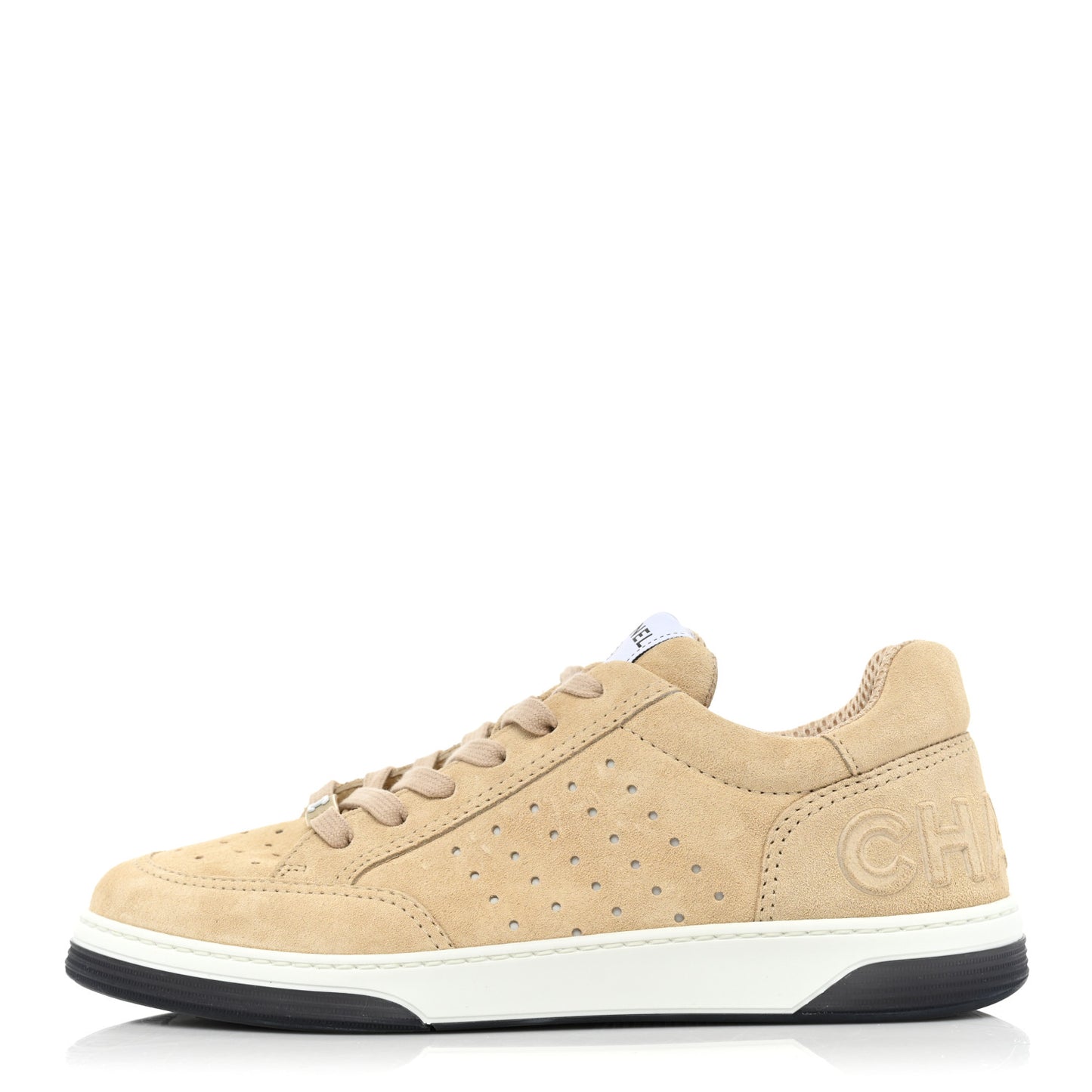 Suede Calfskin Logo Sneakers 39.5 Beige