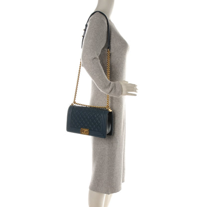 Chanel Caviar Quilted Medium Boy Flap Dark Blue 2 of 7