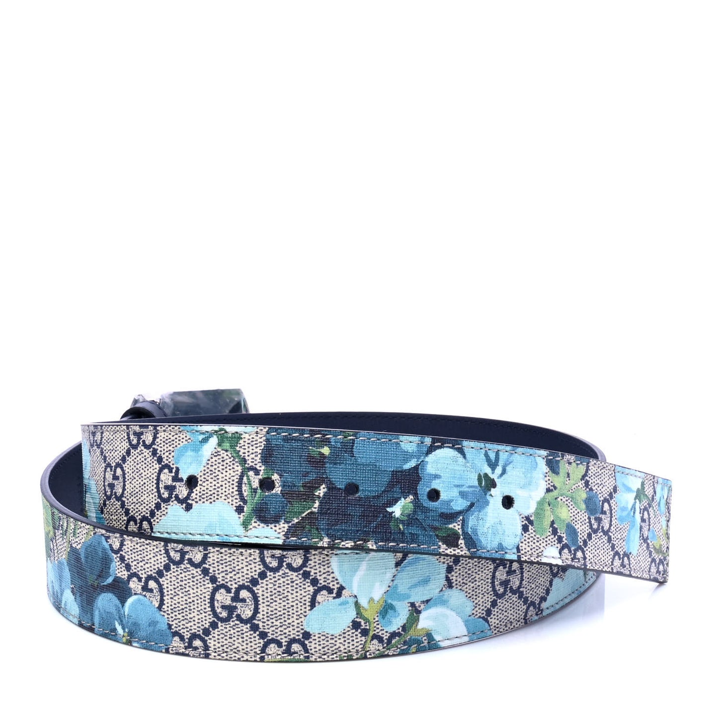 GG Supreme Monogram Blooms Plaque Belt 90 36 Blue