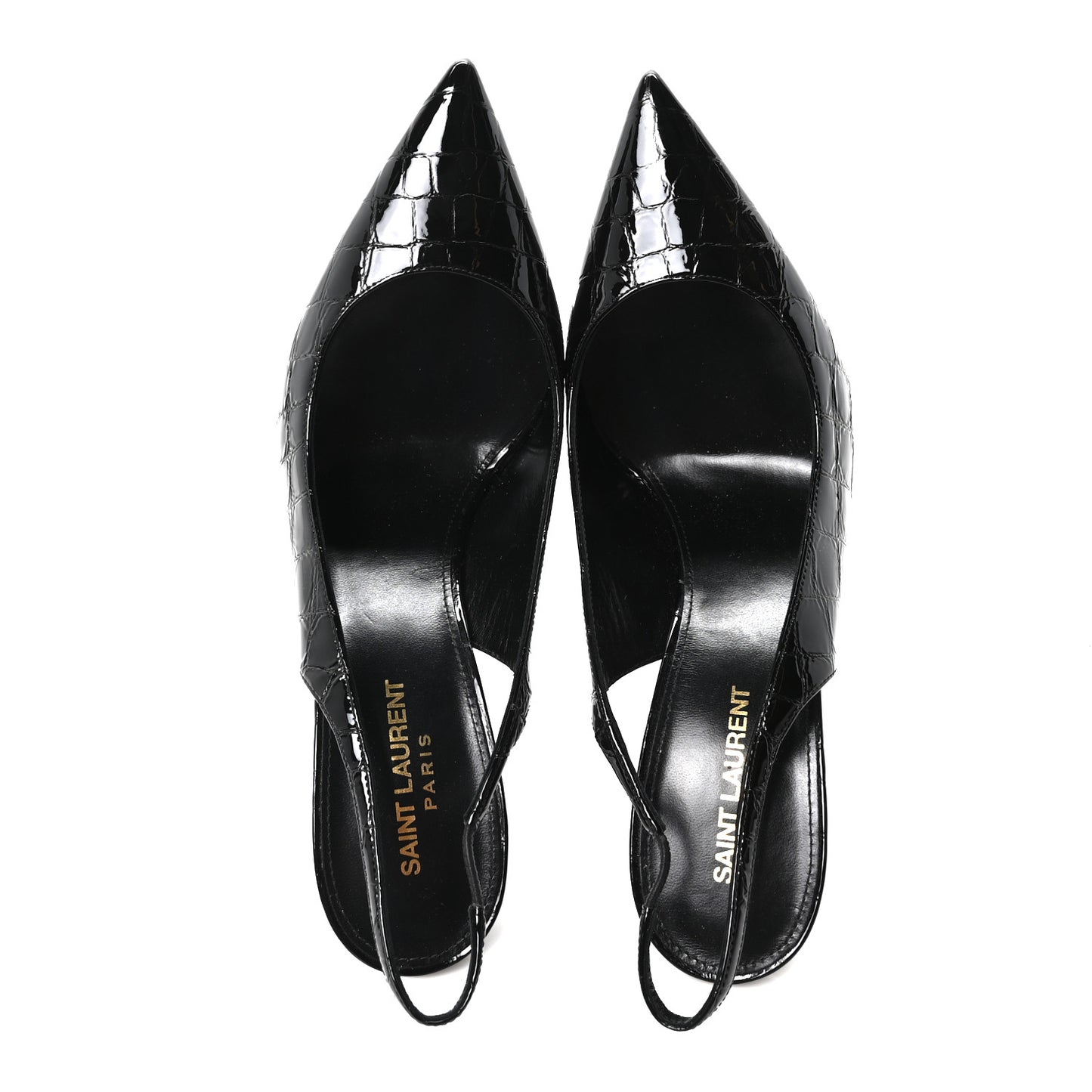 Patent Crocodile Embossed Opyum 110 Slingback 41 Black