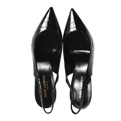 Saint Laurent Patent Crocodile Embossed Opyum 110 Slingback 41 Black 2 of 10