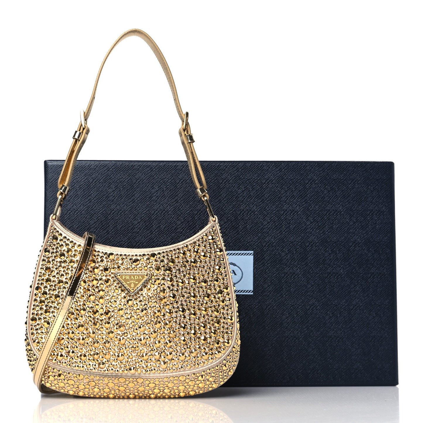Satin Crystal Cleo Adjustable Strap Shoulder Bag Platino