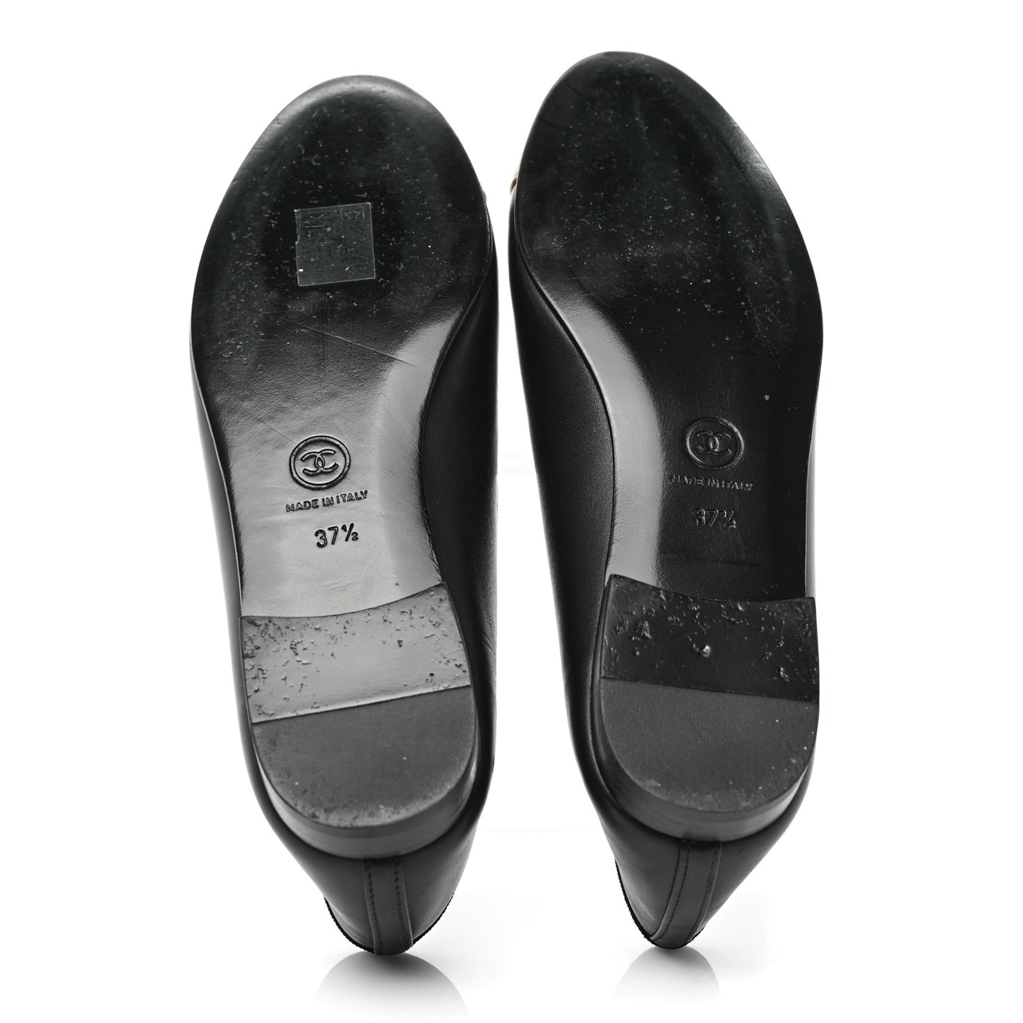 Lambskin Cap Toe Ballerina Flats 37.5 Black Gold