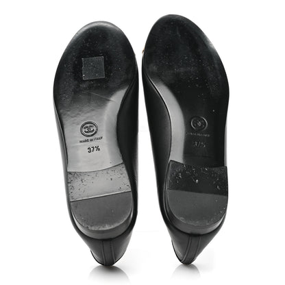 Chanel Lambskin Cap Toe Ballerina Flats 37.5 Black Gold 5 of 8