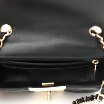 Chanel Lambskin Quilted Mini Rectangular Flap Black White 5 of 10