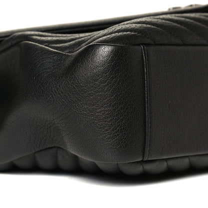 Saint Laurent Sheepskin Matelasse Chevron Monogram Large College Satchel Black 17 of 25