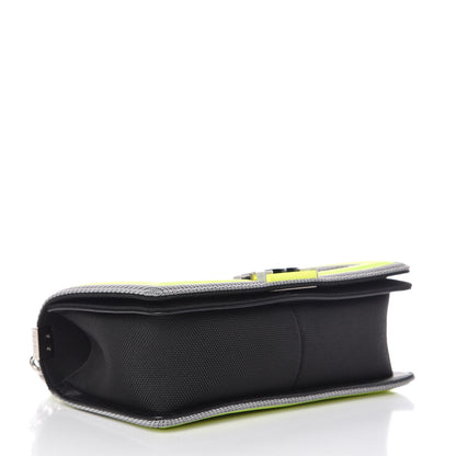 Chanel Canvas Quilted Medium Fluo Boy Flap Black Grey Yellow 4 of 12