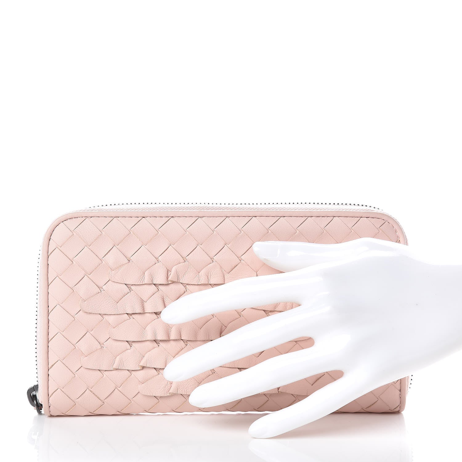 Bottega Veneta Nappa Intrecciato Zip Around Wallet Petal Pink 2 of 9