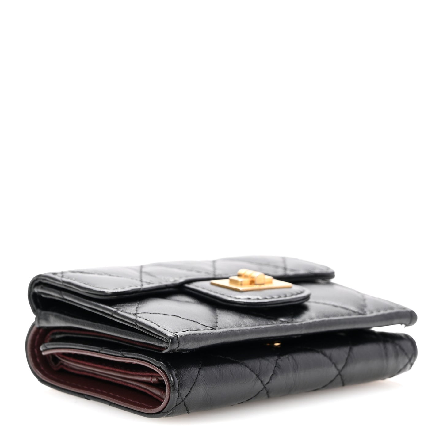 Aged Calfskin Quilted Reissue Compact Wallet Black