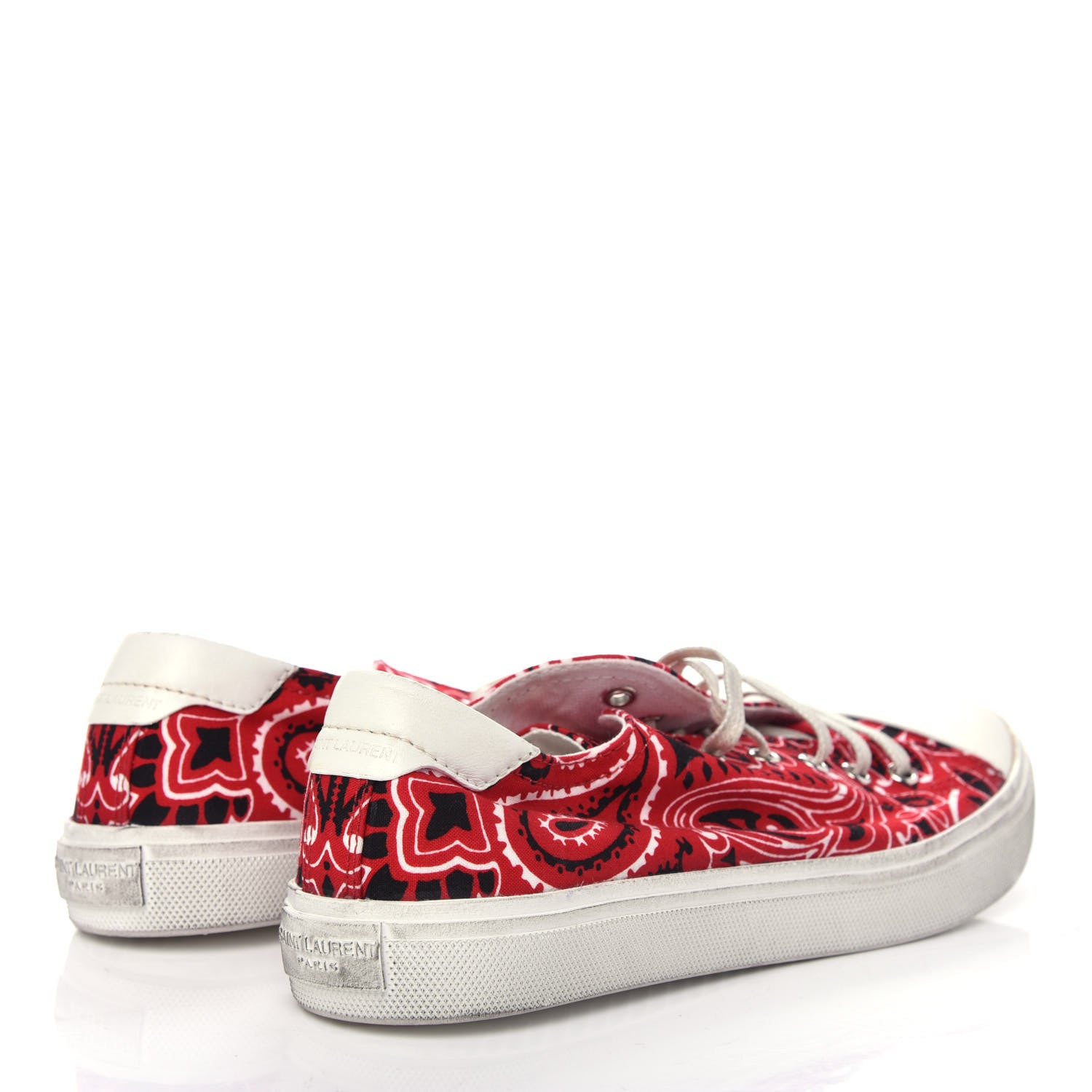 Saint Laurent Canvas Bandana Print Bedford Low Top Sneakers 39.5 Red 4 of 11