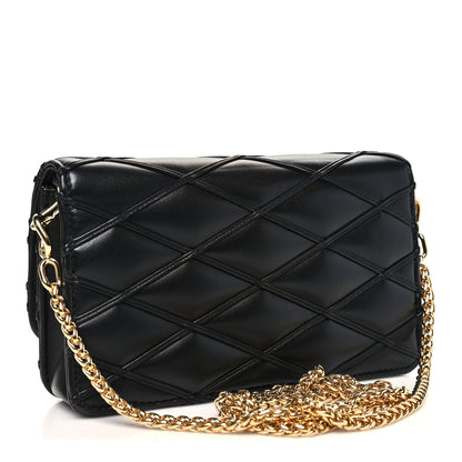 Louis Vuitton Lambskin Malletage Wallet On Chain GO-14 Black 3 of 9
