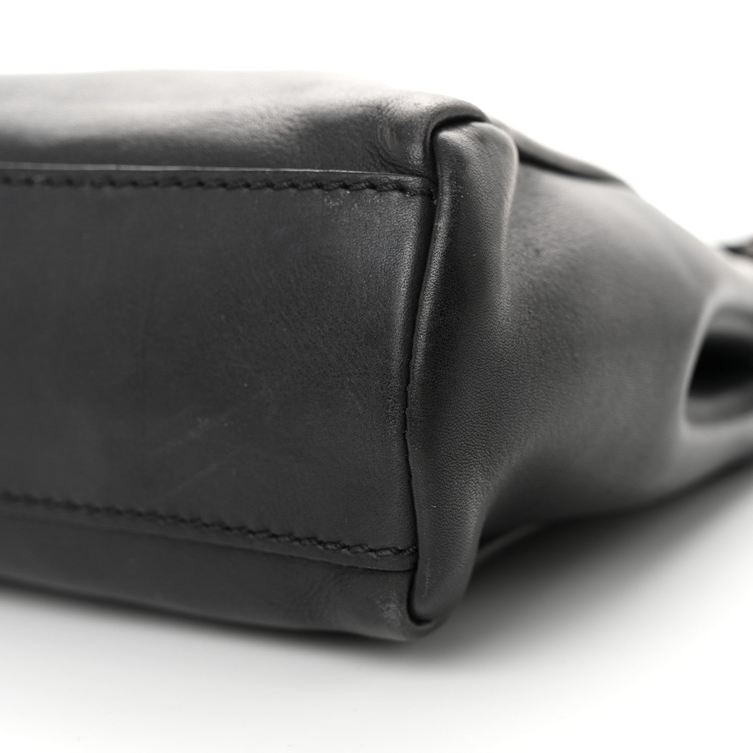 Fendi Vitello Saddle Mini Peekaboo Iconic Satchel Black 10 of 15