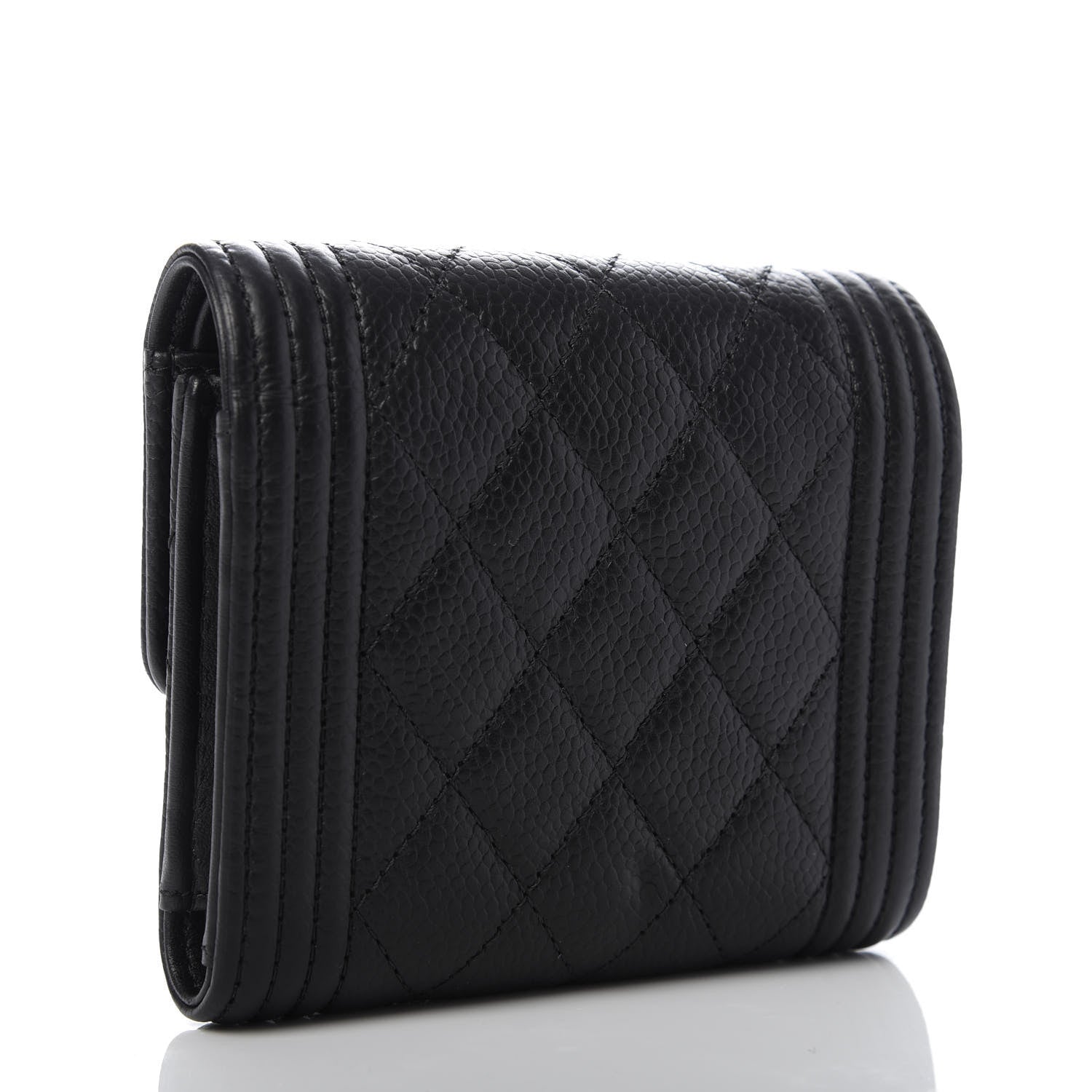 Chanel Caviar Quilted Compact Boy Wallet Black 3 of 8