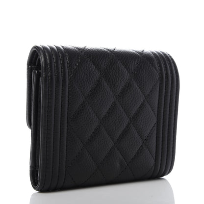 Chanel Caviar Quilted Compact Boy Wallet Black 3 of 8