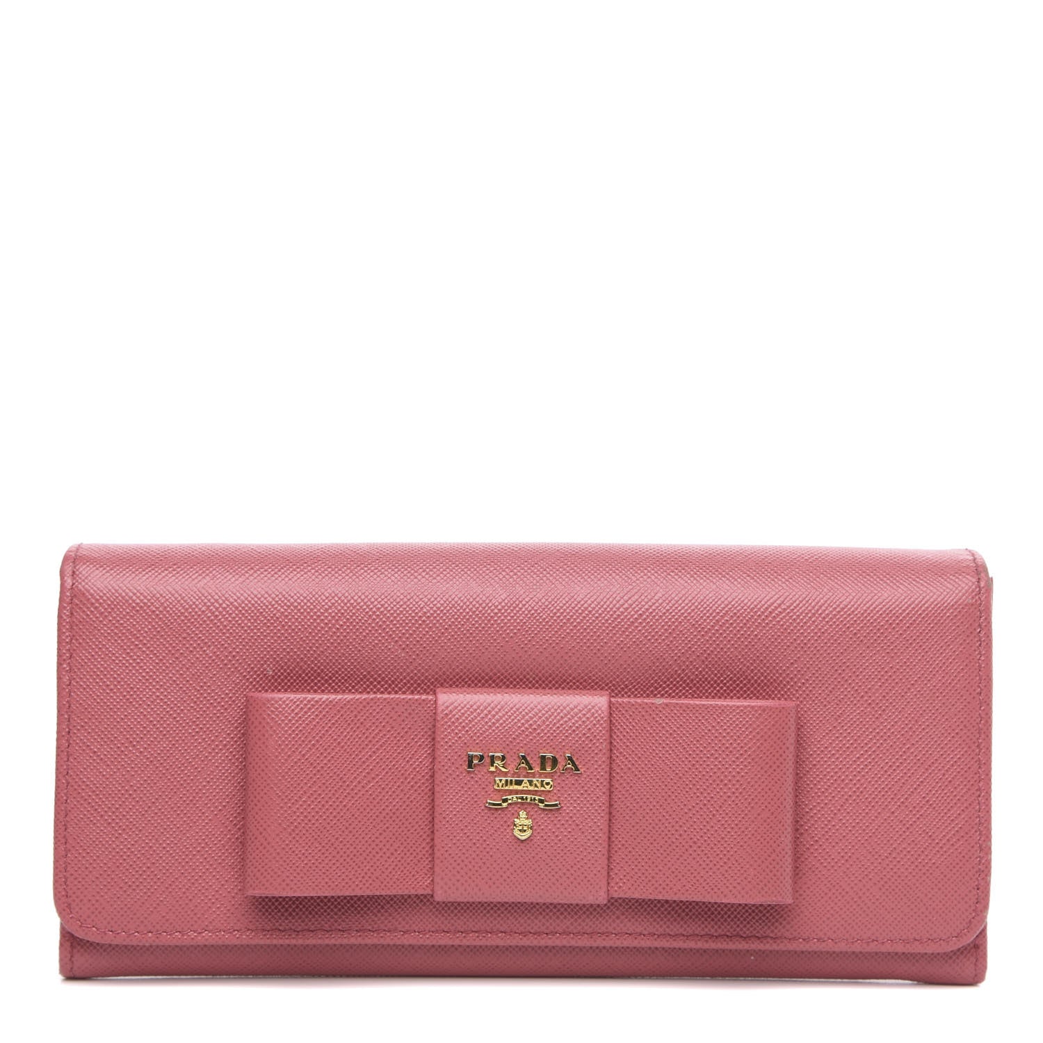 Prada Saffiano Bow Continental Wallet Peonia 1 of 12