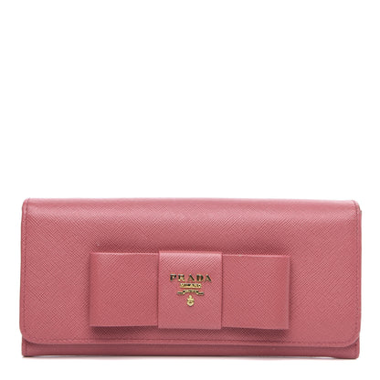 Prada Saffiano Bow Continental Wallet Peonia 1 of 12