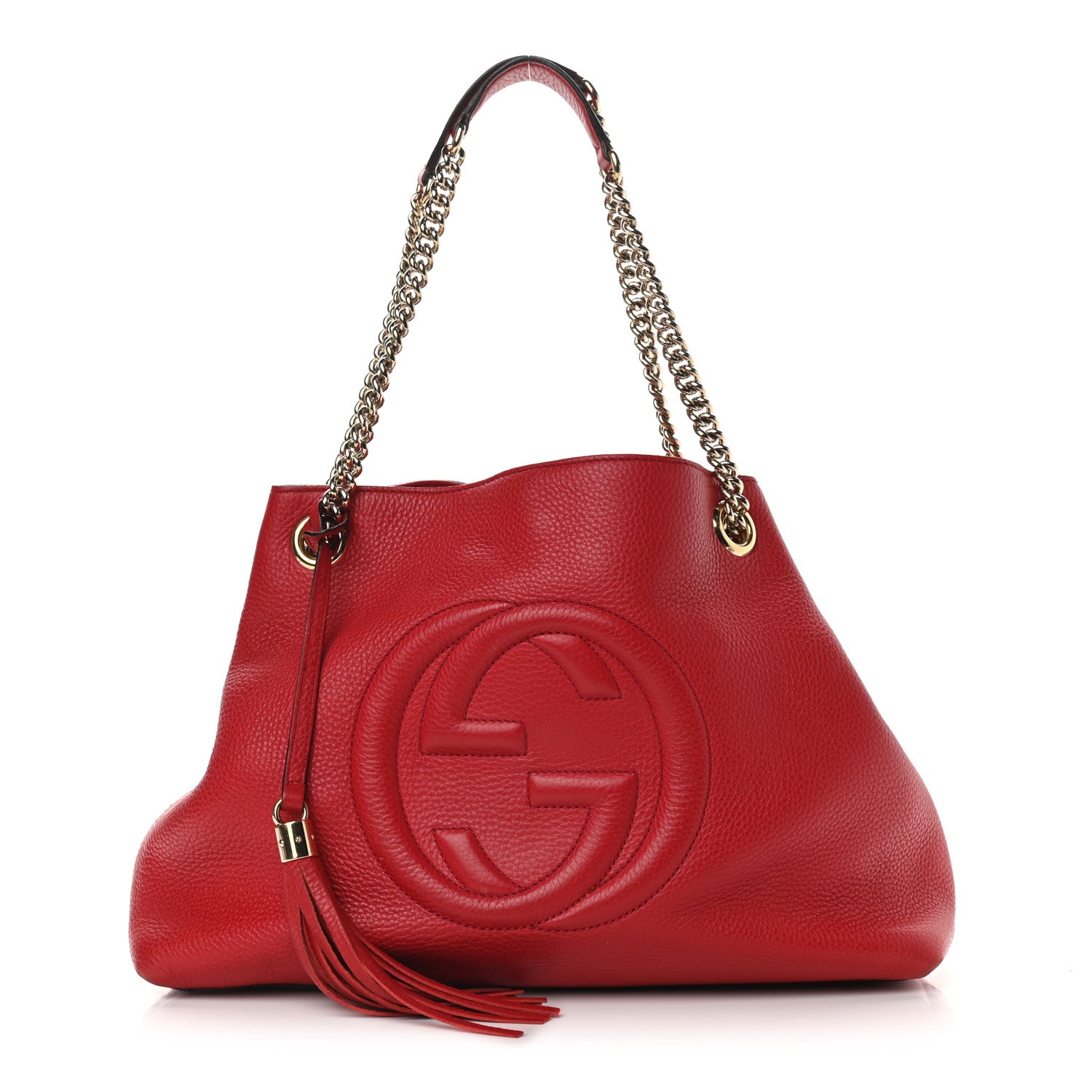 Gucci Pebbled Calfskin Medium Soho Chain Shoulder Bag Tabasco Red 1 of 11