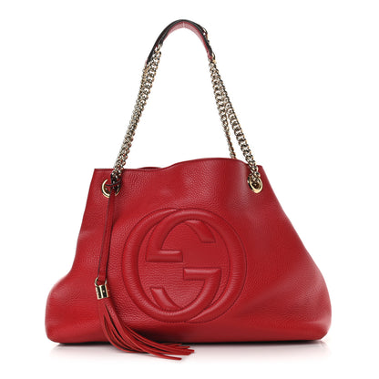 Gucci Pebbled Calfskin Medium Soho Chain Shoulder Bag Tabasco Red 1 of 11