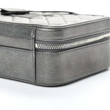 Chanel Metallic Caviar Quilted Medium CC Filigree Vanity Case Dark Silver 9 of 9