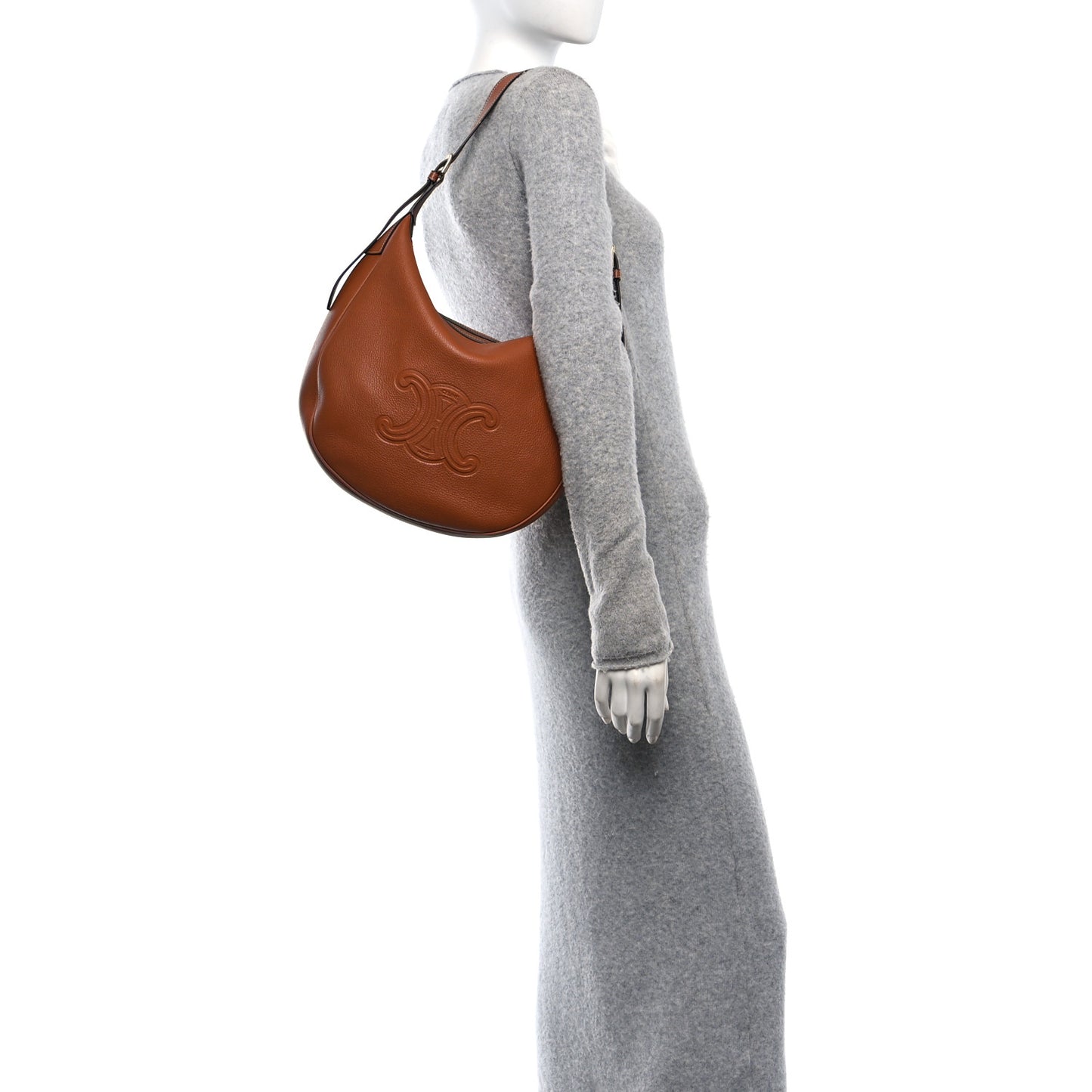 Supple Calfskin Medium Triomphe Heloise Shoulder Bag Tan