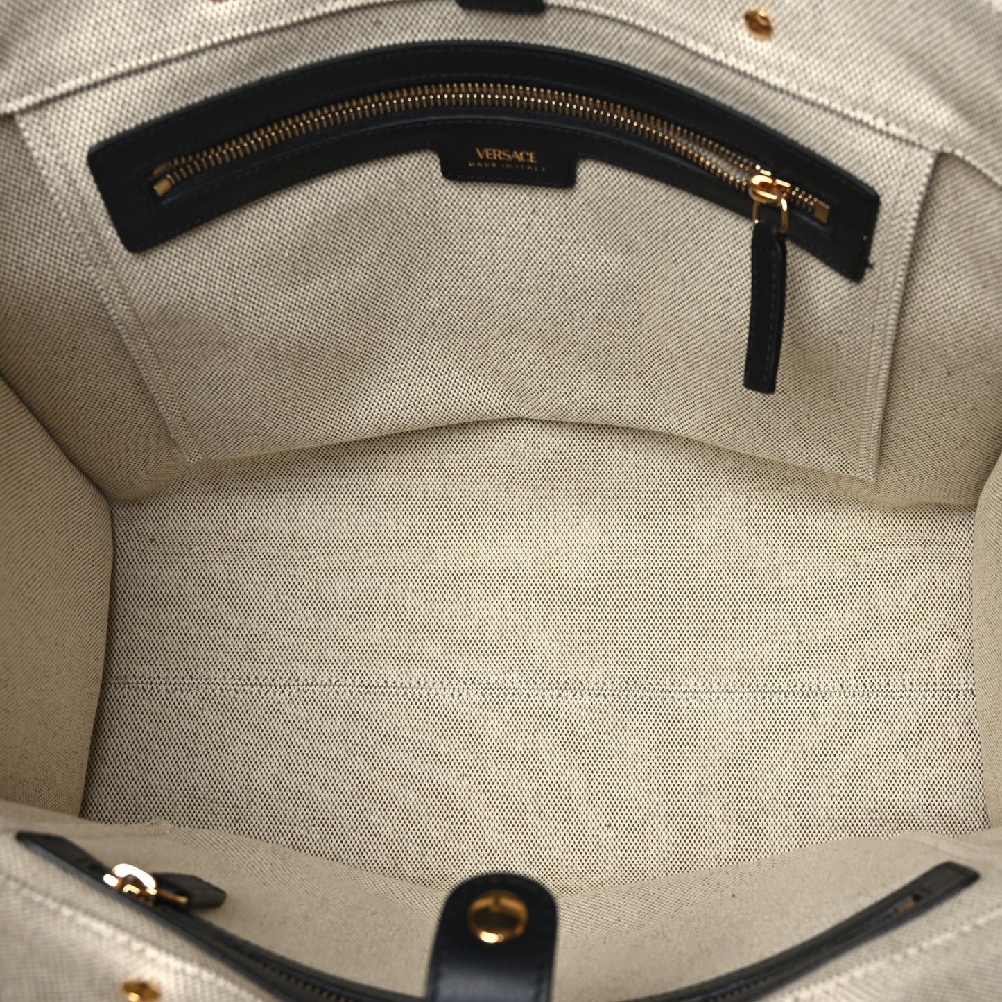 Canvas Calfskin La Medusa Tote Bag Beige