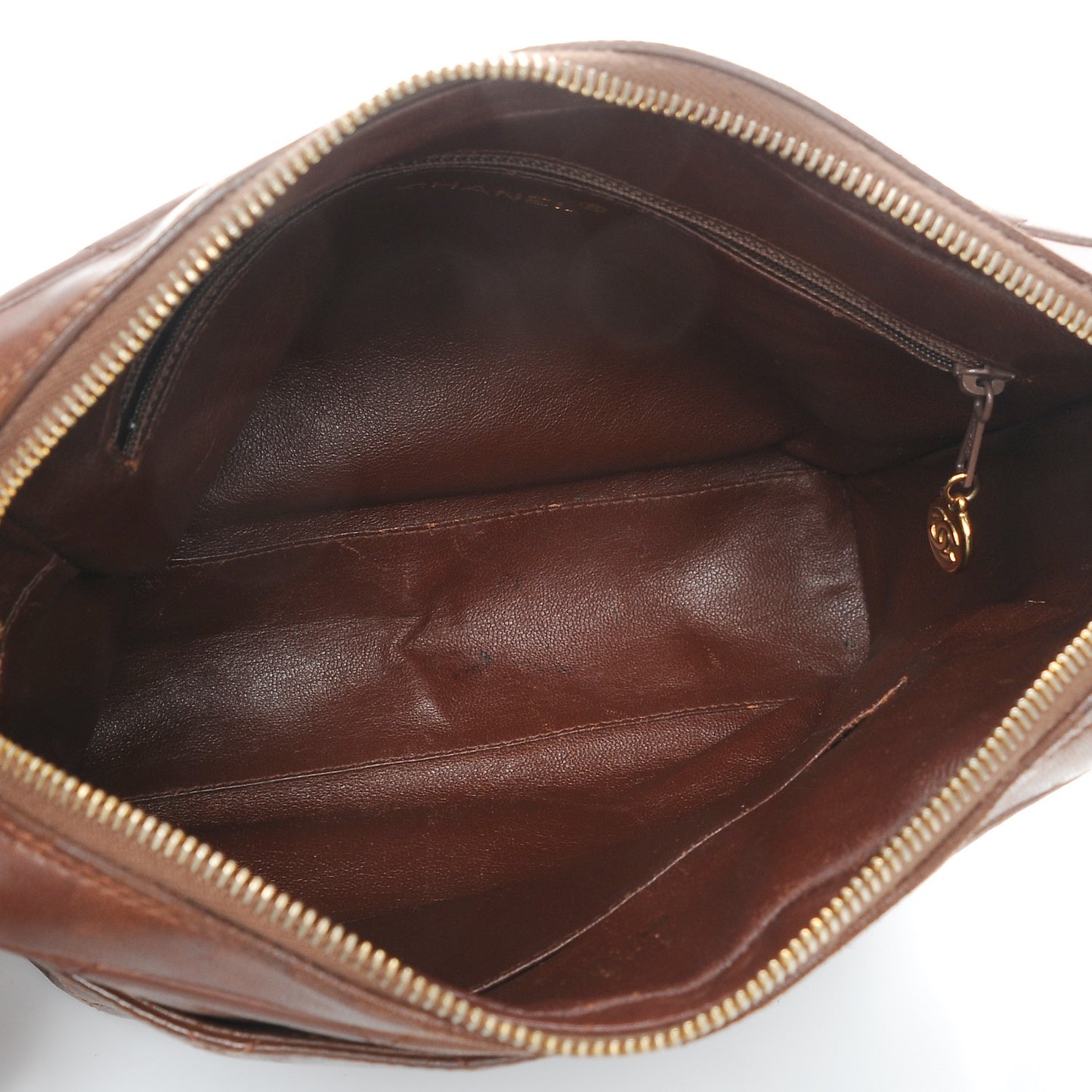 Lambskin Quilted Camera Case Brown