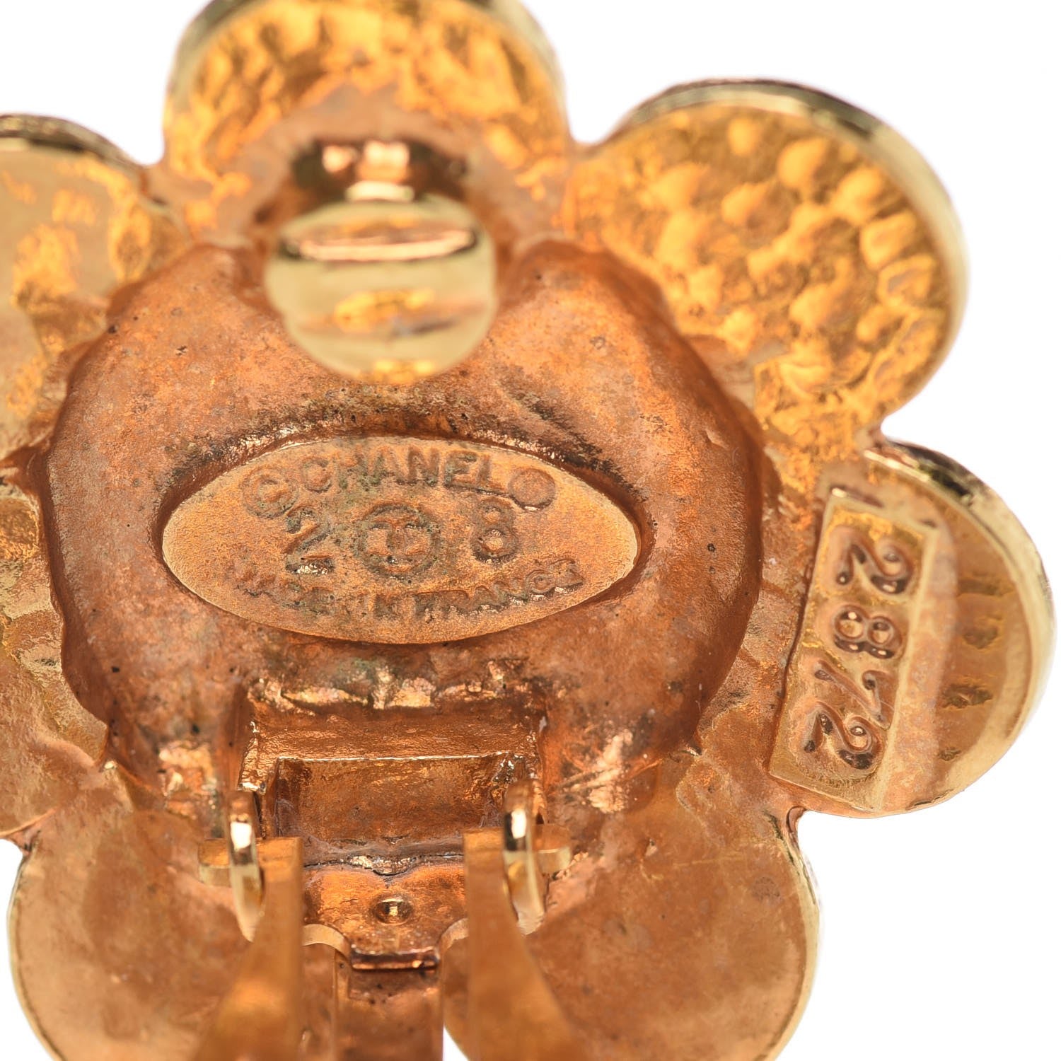 Chanel CC Flower Button Clip On Earrings Gold 4 of 4