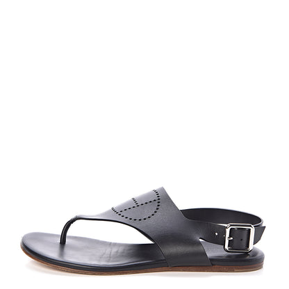 Hermes Calfskin Kola Sandals 38 Black 1 of 7