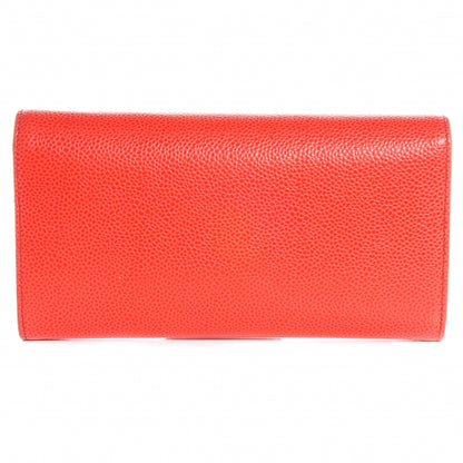 Chanel Caviar CC Long Flap Wallet Coral 3 of 9