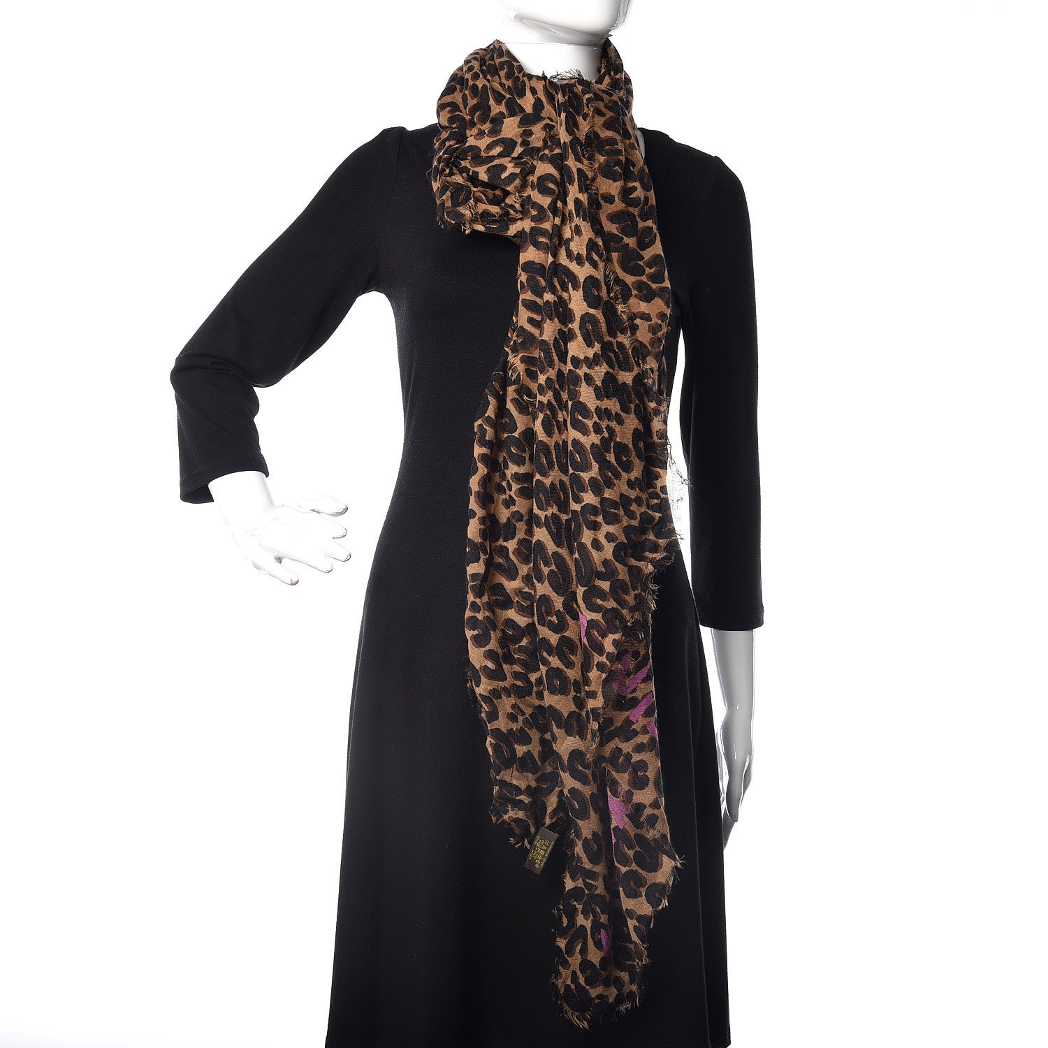 Louis Vuitton Cashmere Silk Leopard Etole Stole Marron 3 of 5