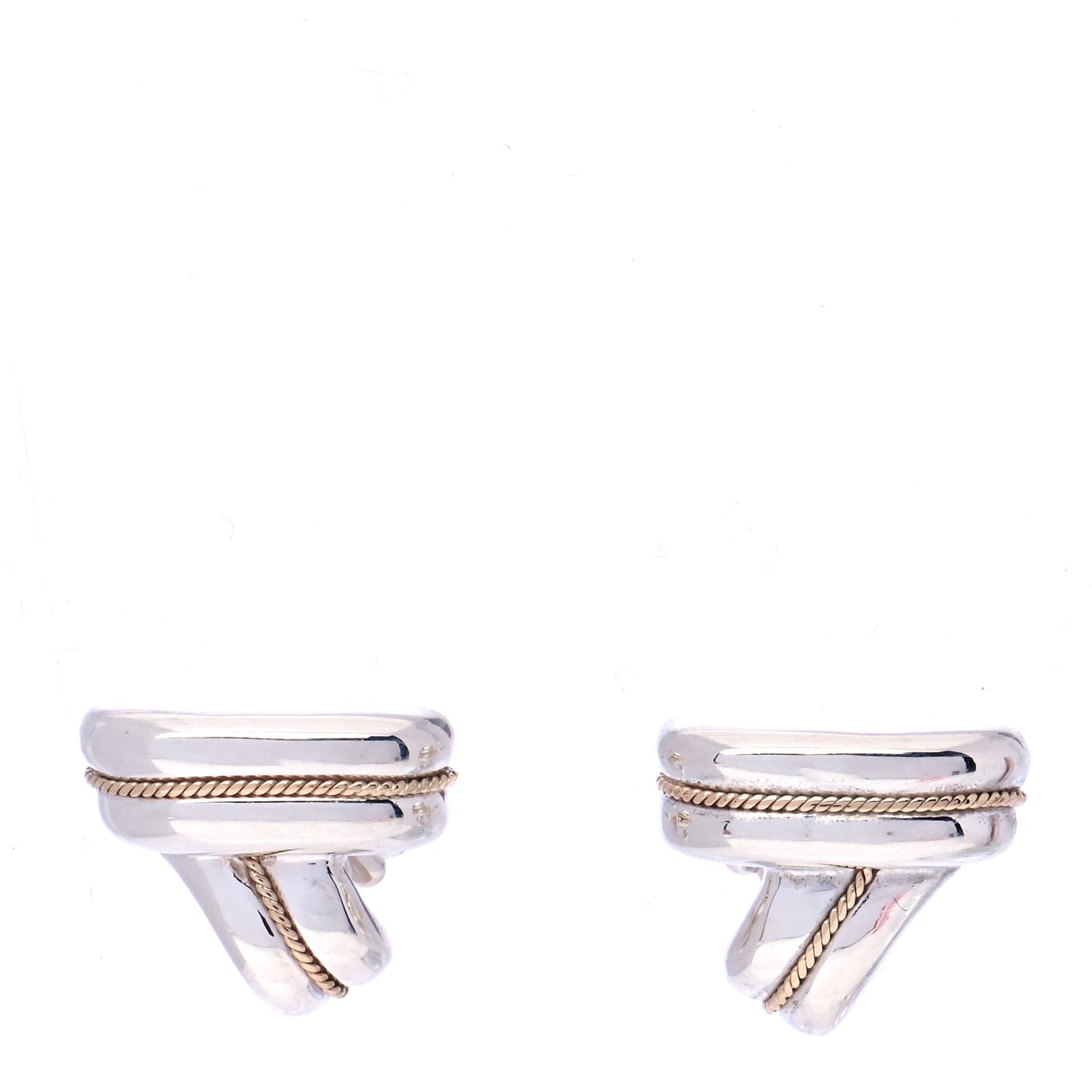 Sterling Silver 14K Yellow Gold V Stud Earrings
