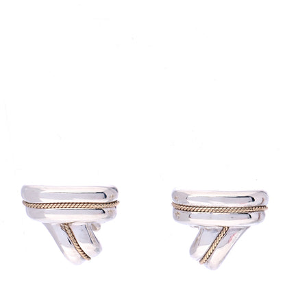 Tiffany Sterling Silver 14K Yellow Gold V Stud Earrings 1 of 5