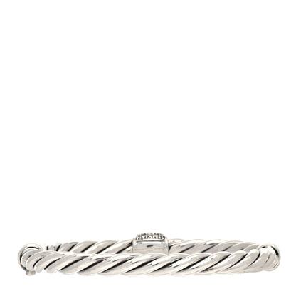 David Yurman Sterling Silver Diamond 6mm Metro Cable Station Bangle Bracelet 2 of 4