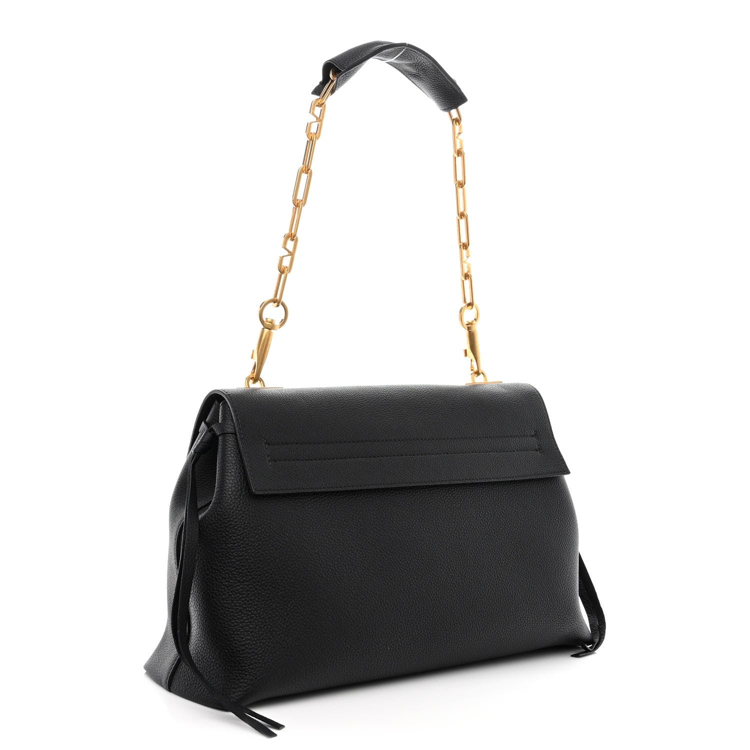 Valentino Garavani Pebbled Calfskin Medium VRing Chain Shoulder Bag Black 3 of 9