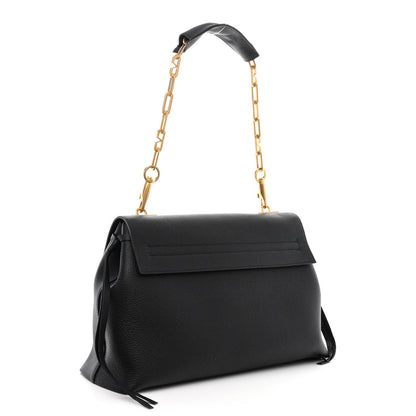 Valentino Garavani Pebbled Calfskin Medium VRing Chain Shoulder Bag Black 3 of 9