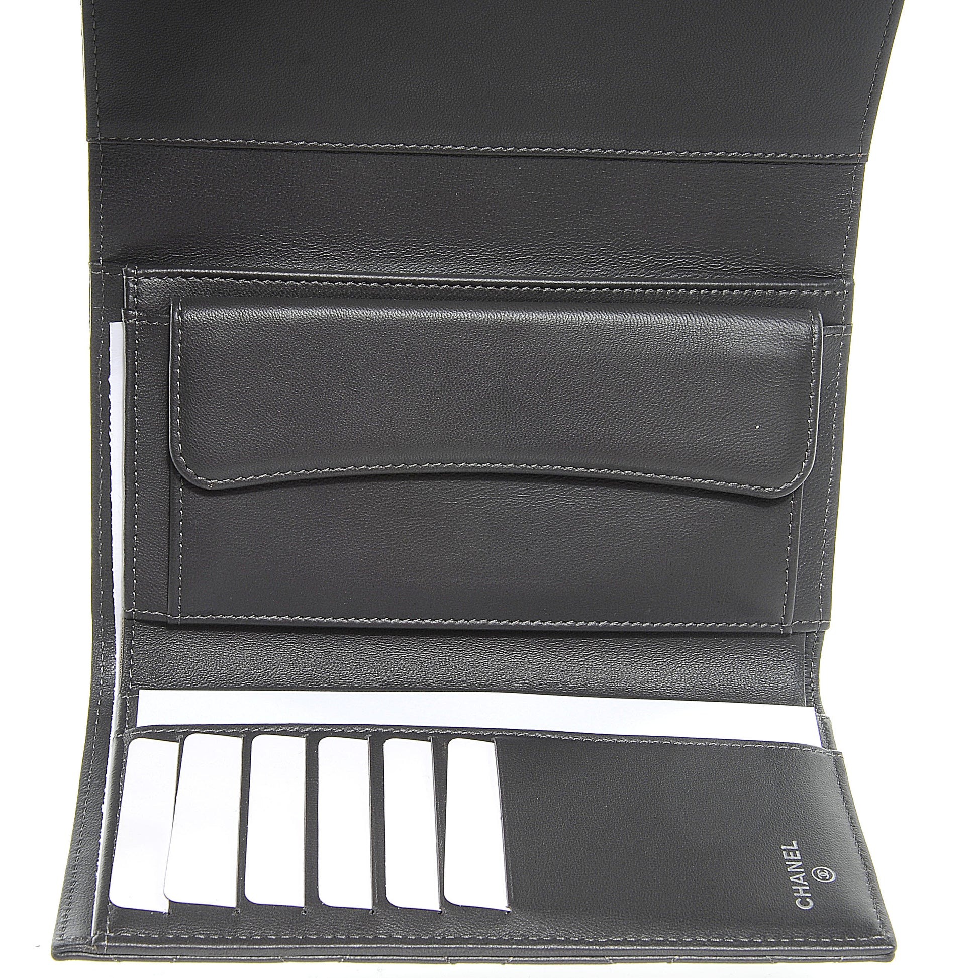Chanel Lambskin Quilted Large Flap Wallet Dark Grey 5 of 8