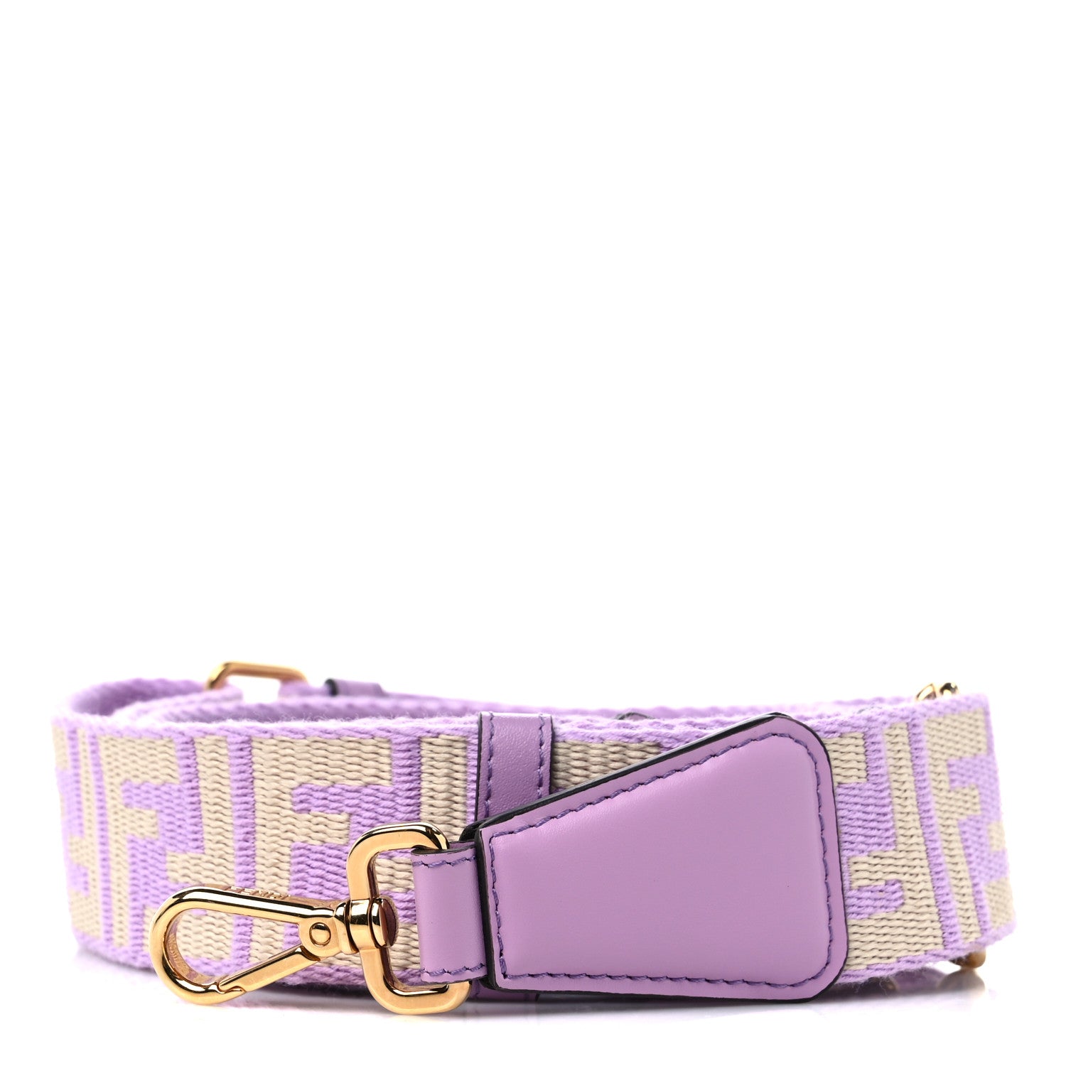 Fendi Jacquard Ribbon Vitello King FF Bi-Color Intreccio Adjustable Strap You Violetta Crema 1 of 5