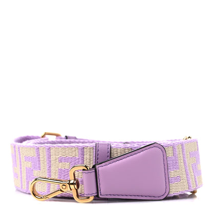 Fendi Jacquard Ribbon Vitello King FF Bi-Color Intreccio Adjustable Strap You Violetta Crema 1 of 5