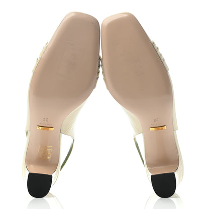 Gucci Malaga Kid Half Moon GG Square Toe Slingback Pumps 38 Vintage White 5 of 8