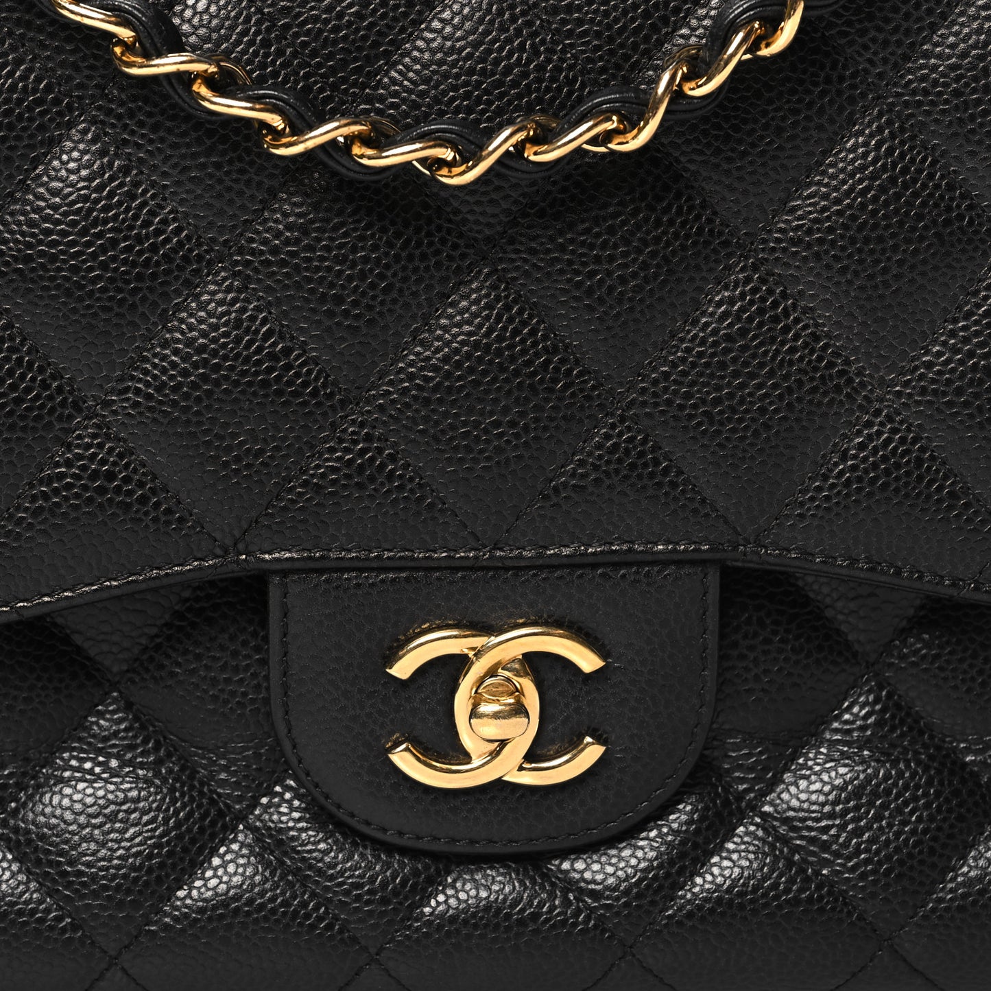 Caviar Quilted Jumbo Double Flap Black
