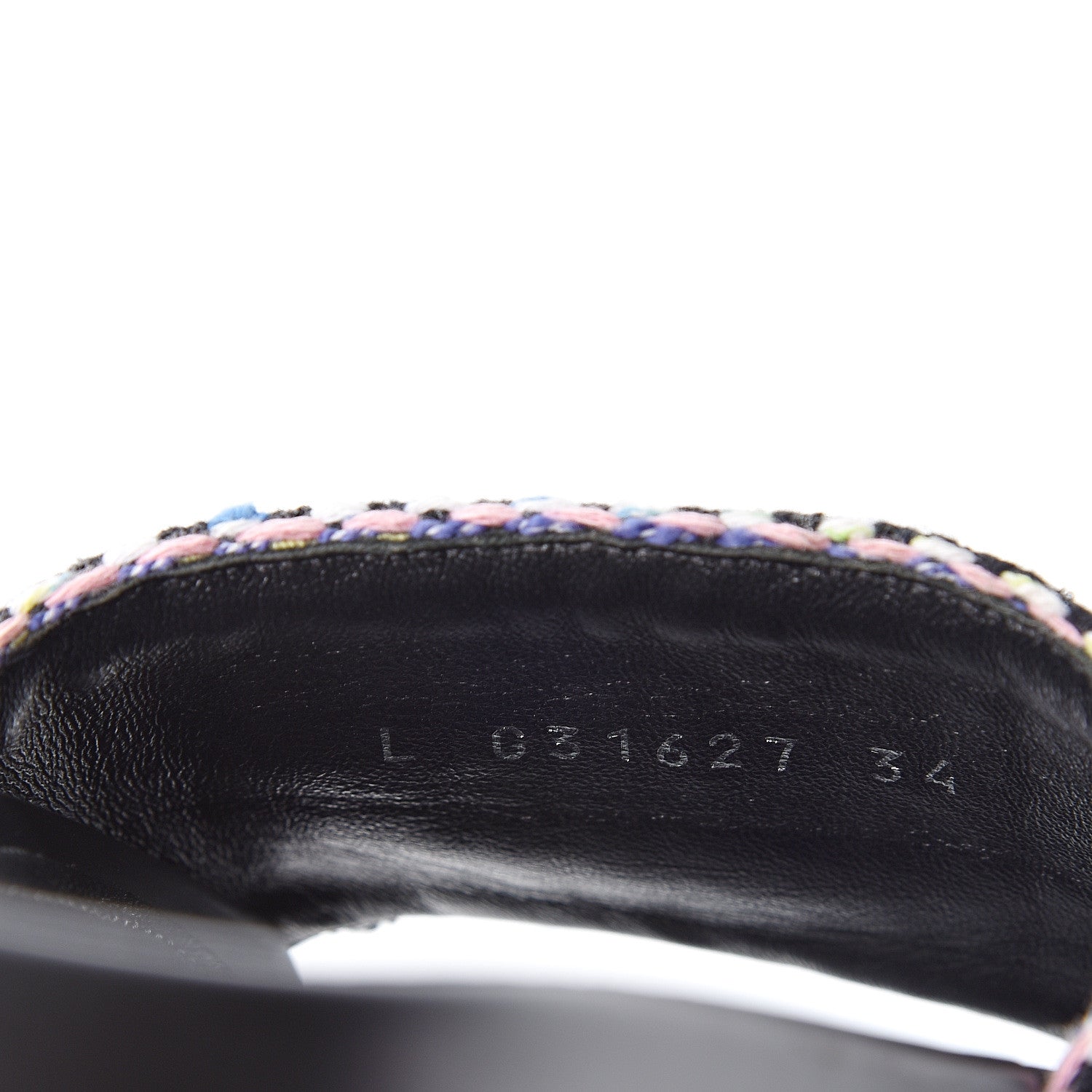 Chanel Tweed Lambskin Chain Flat Sandals 34 Black Multicolor 10 of 10