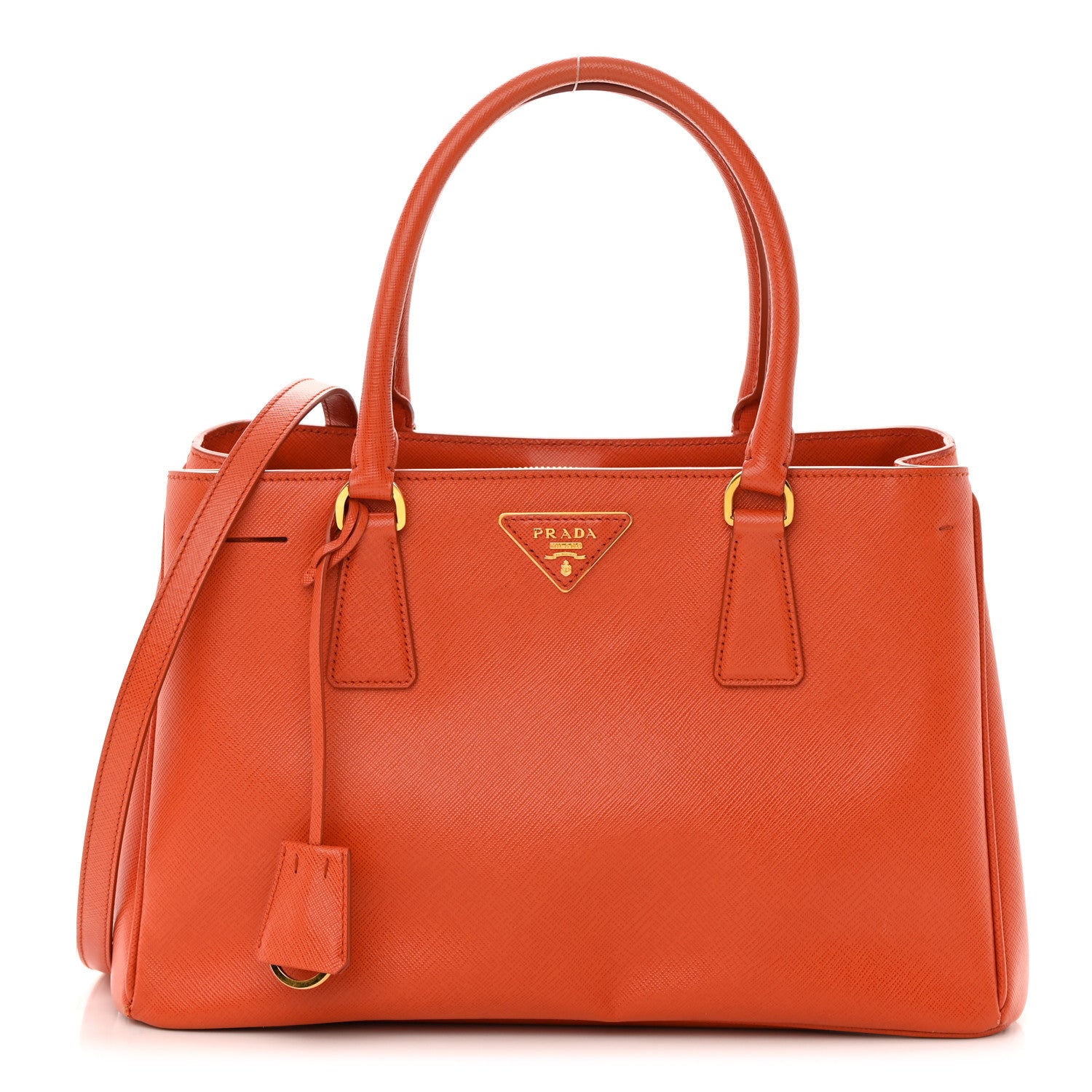 Prada Saffiano Lux Medium Tote Papaya 1 of 17