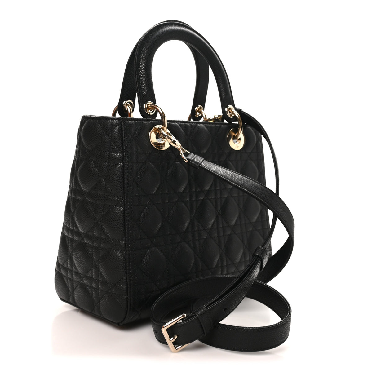 Grained Calfskin Cannage Medium Lady Dior Black