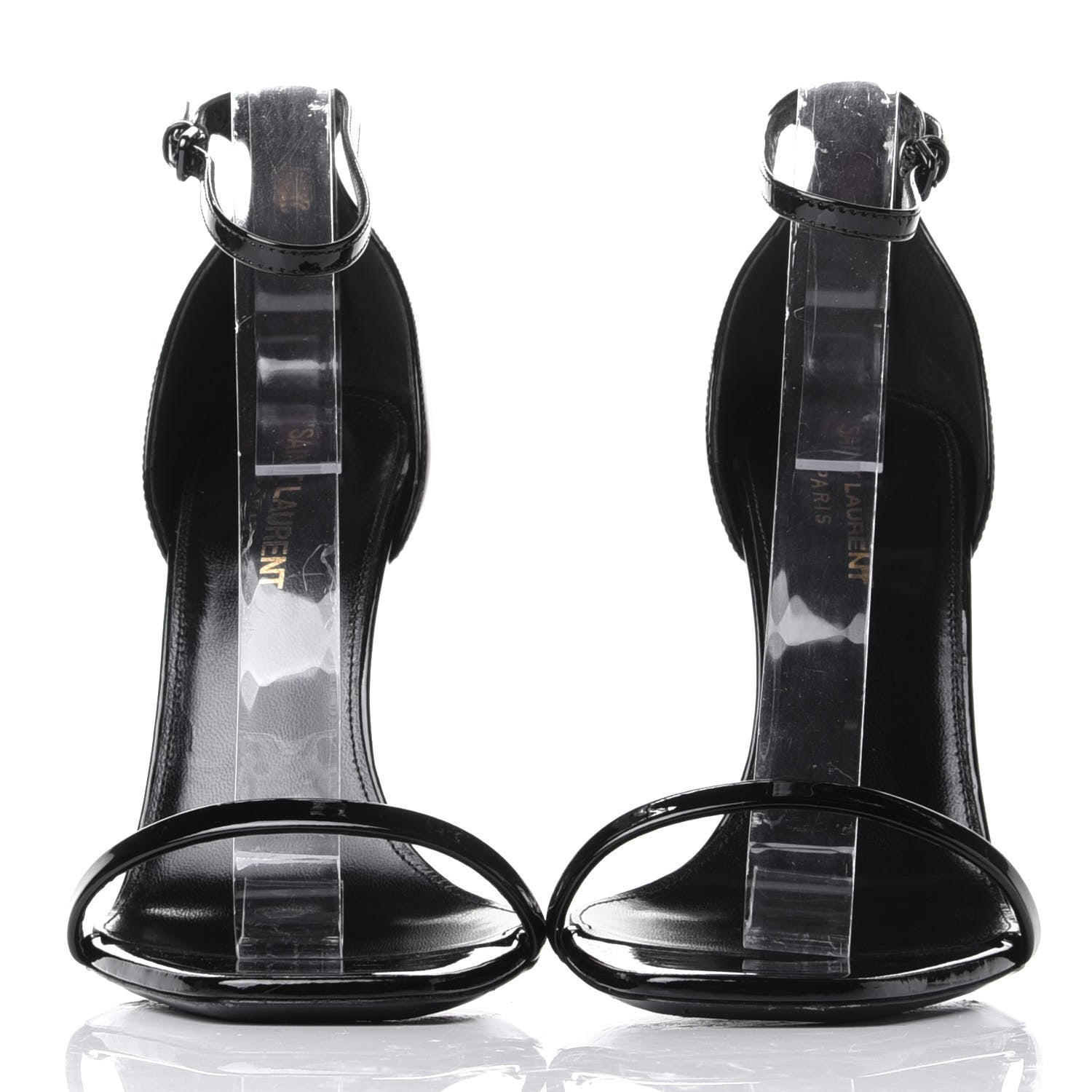 Saint Laurent Patent Calfskin Opyum 110 Sandals 39 Black Gold 2 of 11